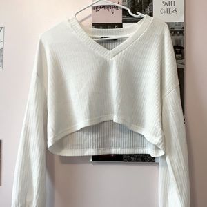 shein white cropped long sleeve
